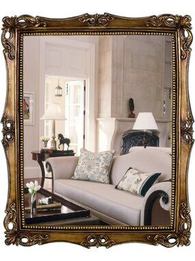 Vintage Gold Square Wall Mirror, 16.5x13.5 Inch, Elegant Home Decor Accent